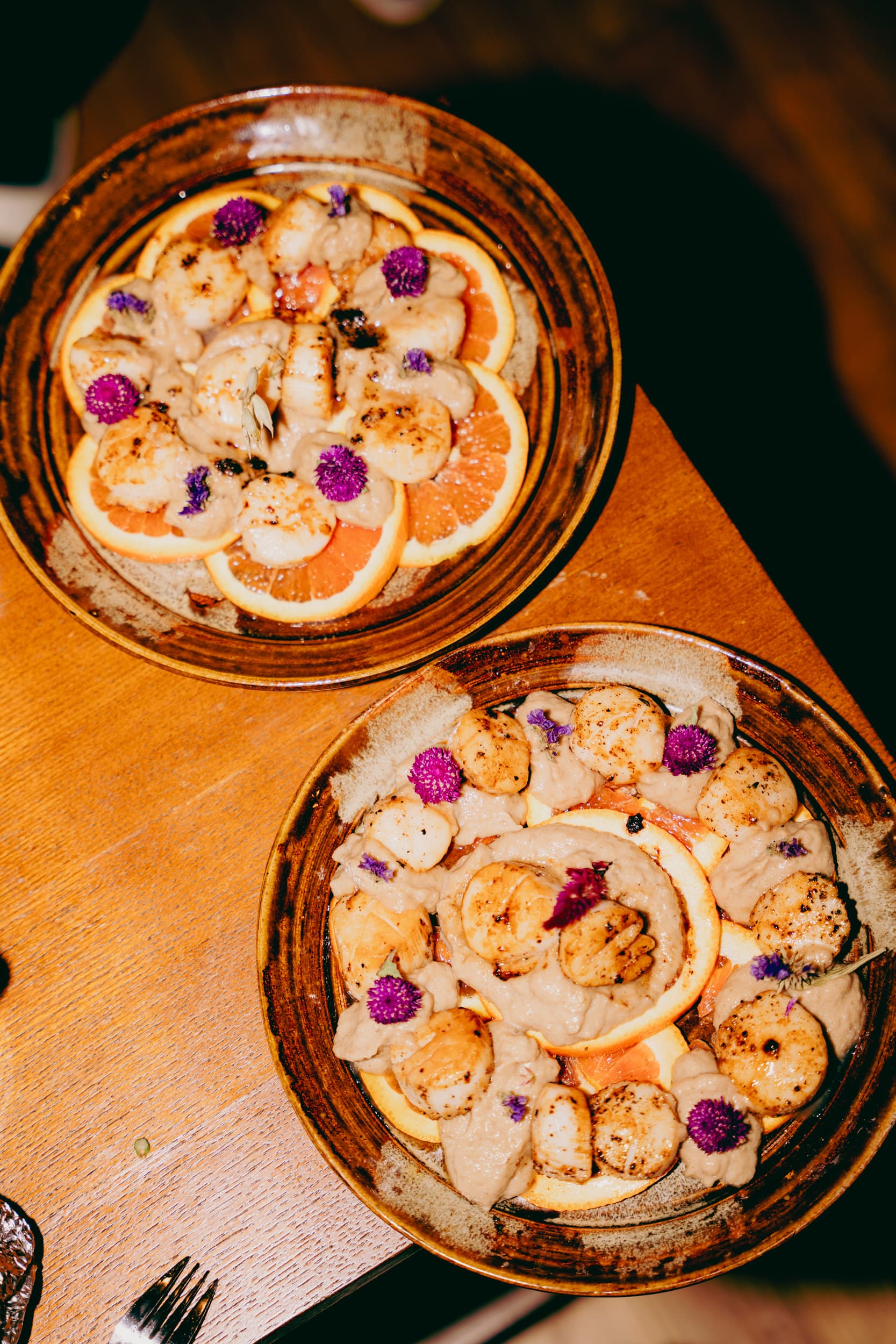 Scallops on blood orange